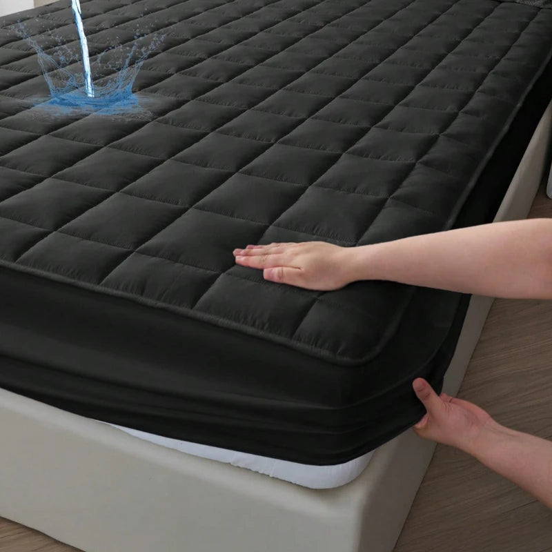 Quilted Waterproof Mattress Protector - Breathable Deep-Fitted Mattress Pad with Anti-Slip & Washable Cover
