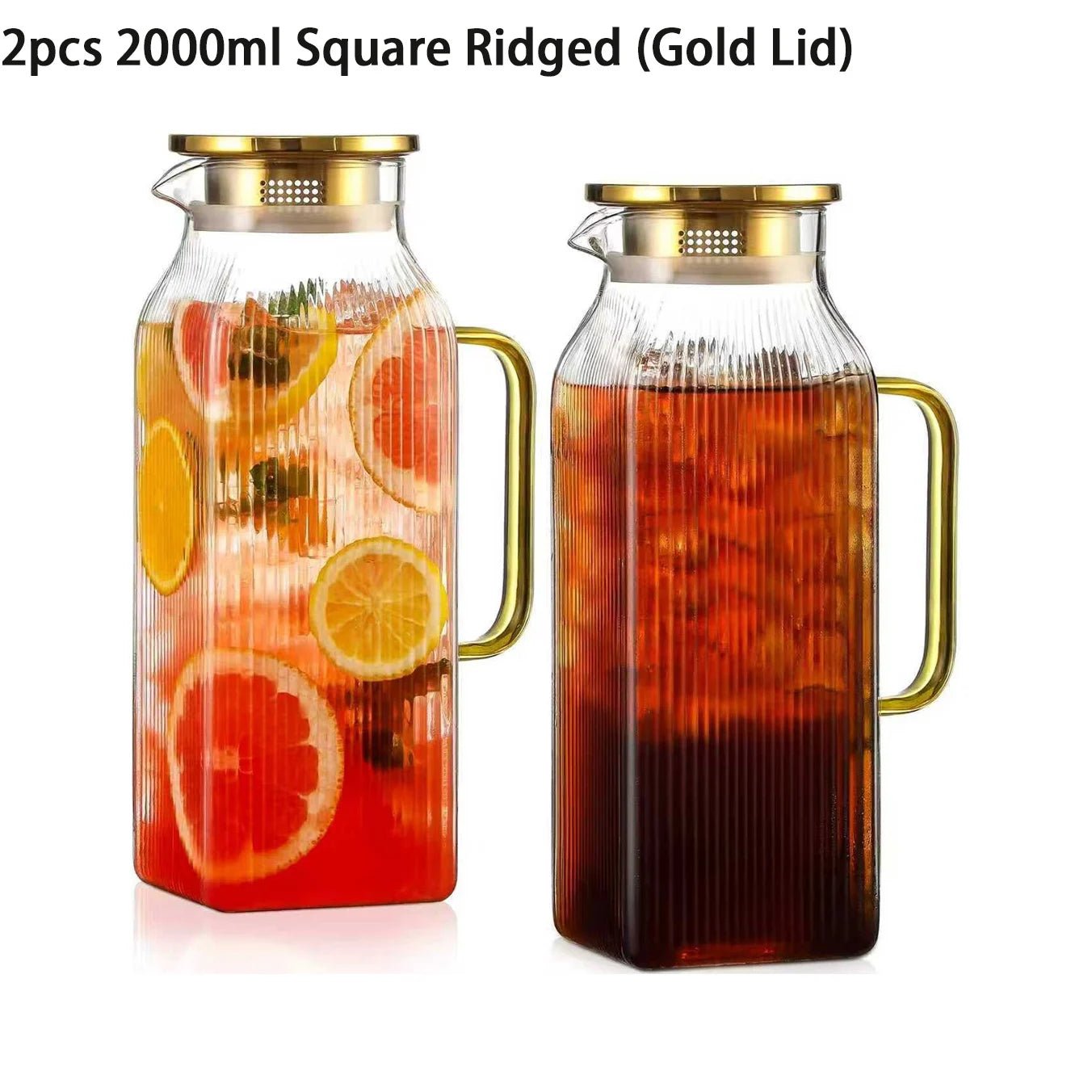 JUSTINLAU Borosilicate Glass Water Bottle - 1.2L/2L Large Capacity Juice & Drink Pitcher for Home & Restaurant