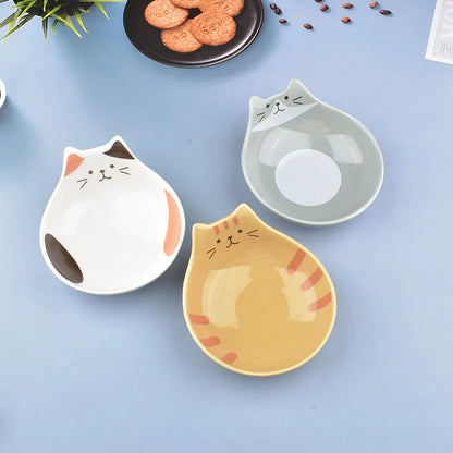 Cartoon Cat Face Ceramic Bowl — Cat-Shaped Salad, Dessert, and Rice Bowl for Kids, Home Kitchen Tableware