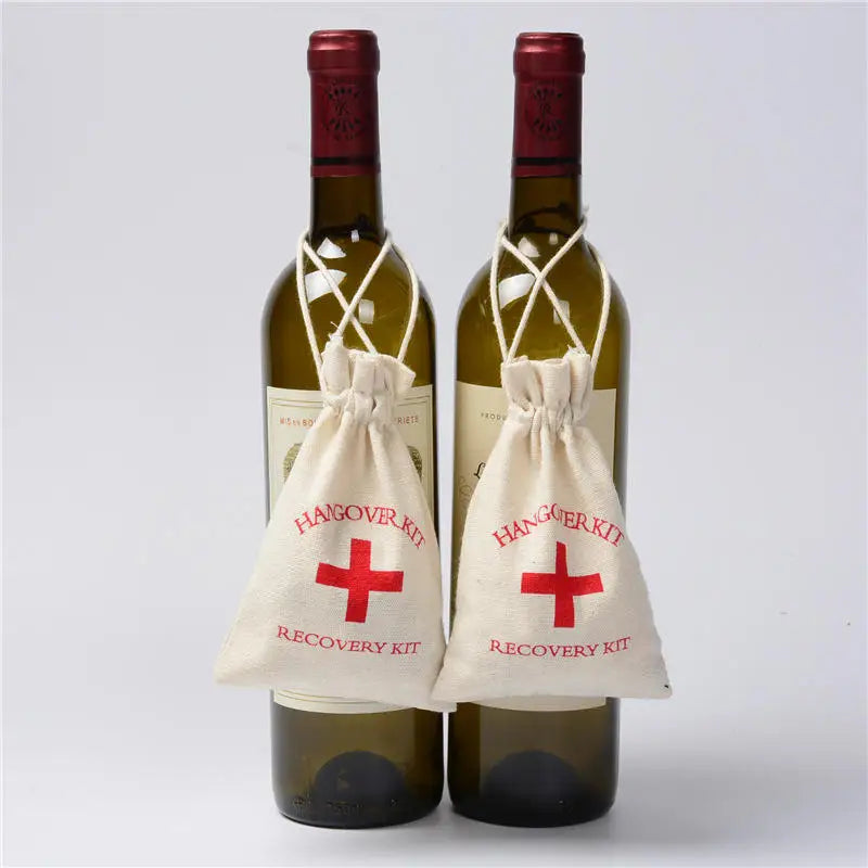 2100PCS Christmas Party Wake-Up Bags – Cotton Linen Storage & Gift Bags for First Aid, Red Cross Hangover Kits