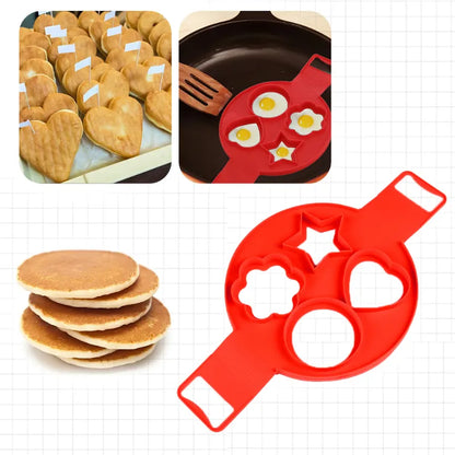 Nonstick Silicone Egg Pancake Ring - Perfect Pancake Maker Mold and Omelet Shaper for Kitchen Baking