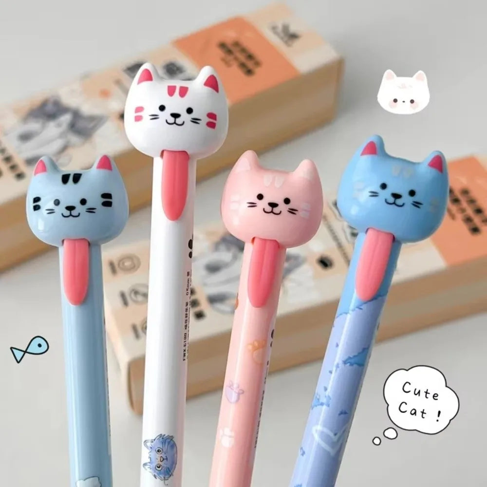 Cute Cat and Dog Gel Pens - 0.5mm Quick-Drying Retractable Pens for School, Office, and Gifts