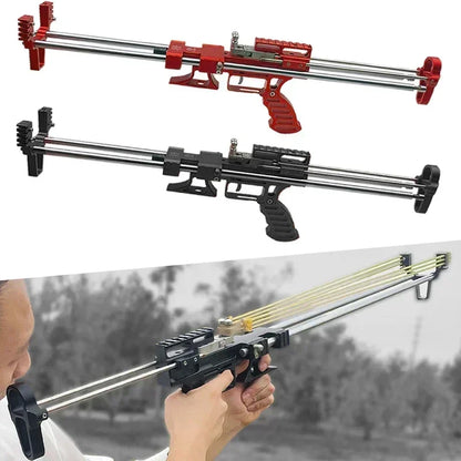 80lbs Telescopic Long-Pole Slingshot – All-Metal Powerful Laser Hunting Sling Shot with Accessory Mount
