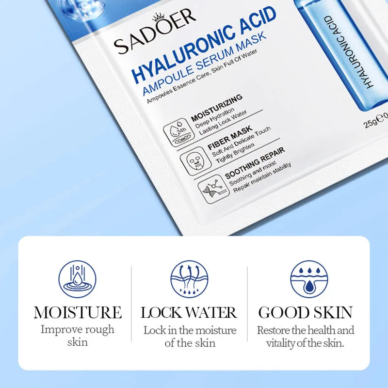 10pcs SADOER 24K Gold Face Masks – Vitamin C & Hyaluronic Acid for Moisturizing, Firming & Hydrating Skin Care