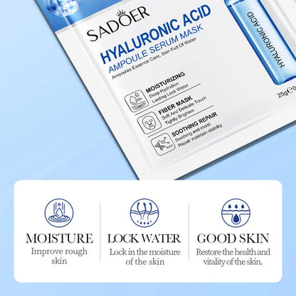 10pcs SADOER 24K Gold Face Masks – Vitamin C & Hyaluronic Acid for Moisturizing, Firming & Hydrating Skin Care