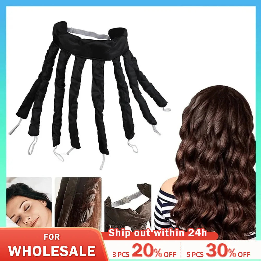 Lazy Hair Curler Headband - Heatless Curling Rod Rollers for Soft Wave Formers, Silk Ribbon Design for No Heat Curls While Sleeping