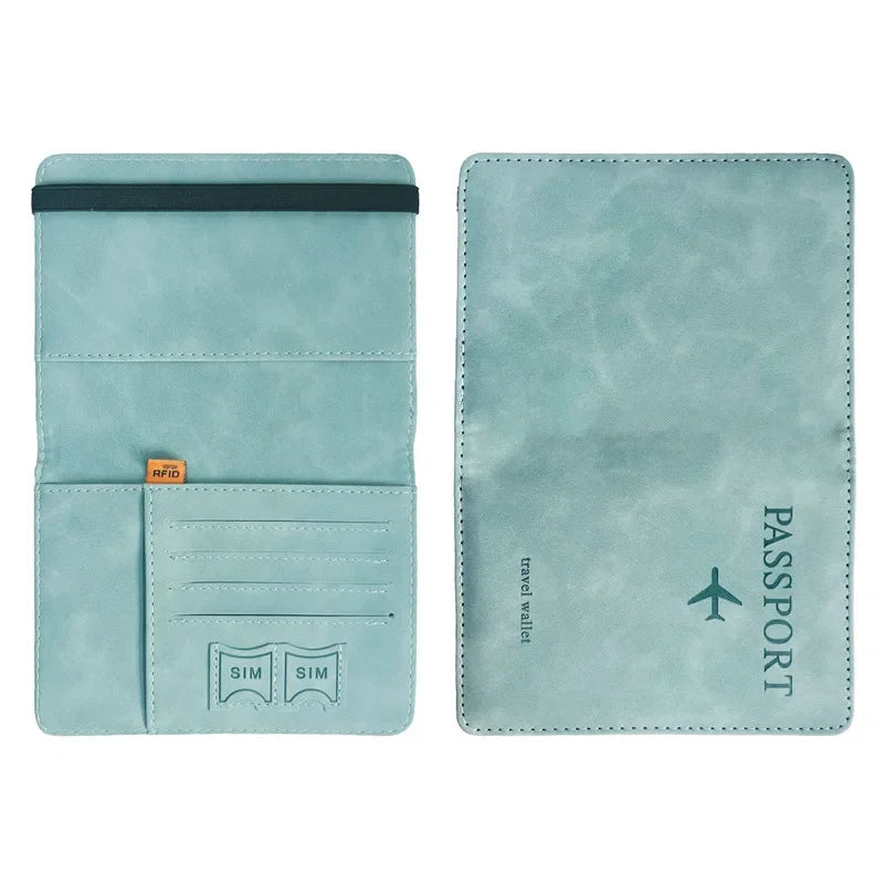 RFID Leather Passport Holder - Vintage Travel Wallet Case for Men & Women with ID and Card Storage