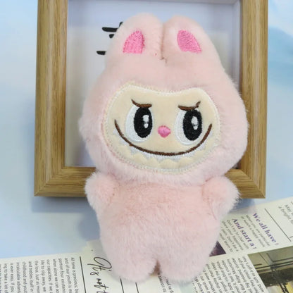 5PCS Kawaii White Labubu Plush Toys – Cute Stuffed Dolls for Kids, Pillows & Keychain Accessories