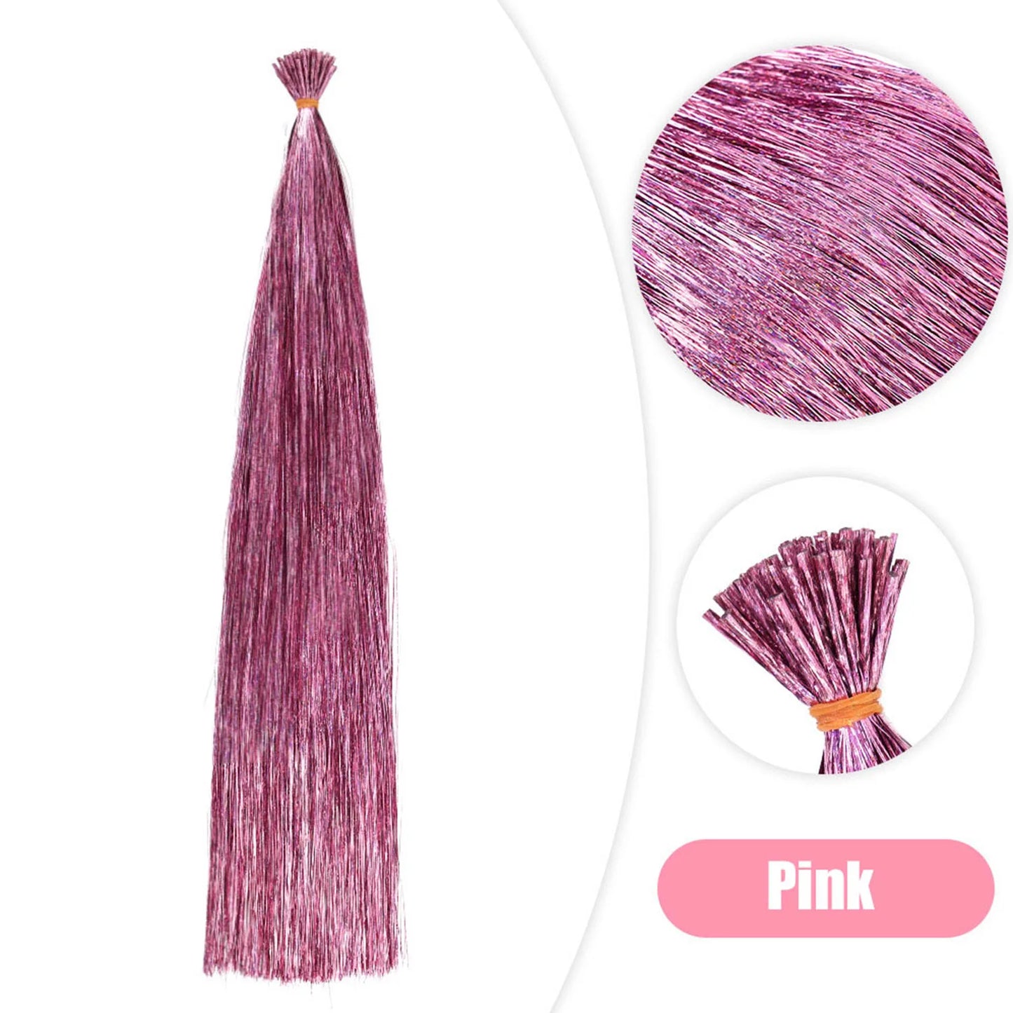 50PCS I-Tip Glitter Hair Extensions - Synthetic Fairy Tinsel Hair Strands for Women & Girls Party Hair Accessories