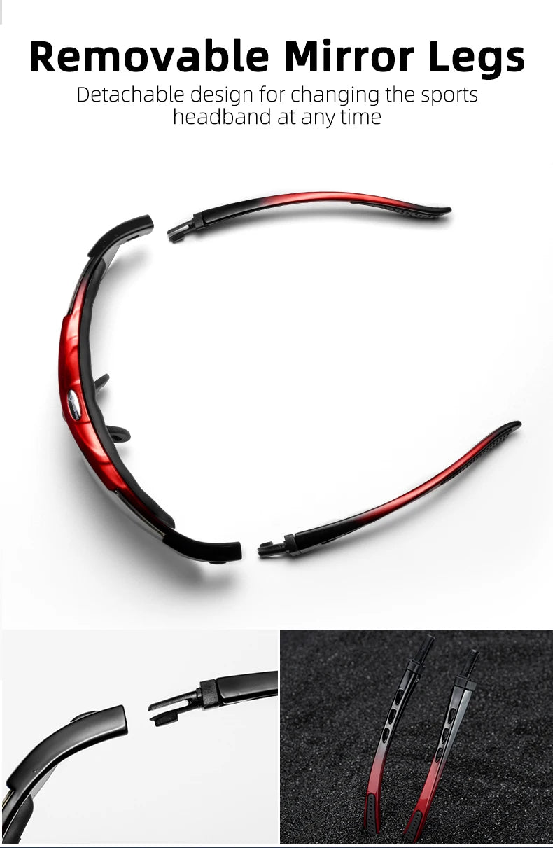 ROCKBROS Cycling Sunglasses — Polarized Photochromic MTB Sports Goggles with 5/3 Lenses