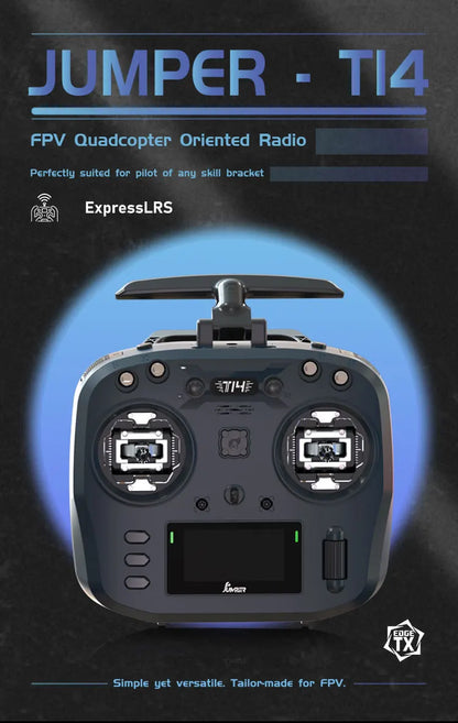 Jumper T14 ELRS Remote Control – 2.4GHz/915MHz, 1W, CNC Hall Sensor Gimbals, OLED Display for FPV Drone
