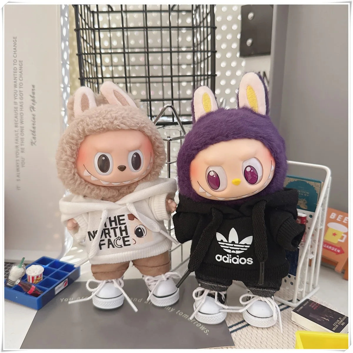 15/17cm Labubu V1 V2 Doll Clothing Set – Fashion Hoodie & Pants, Korean Idol Style DIY Accessories Toy Gift