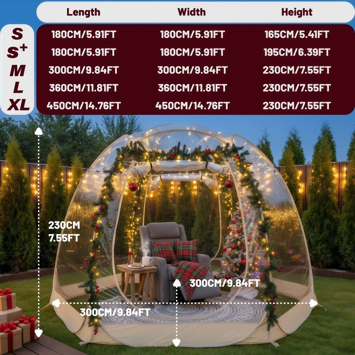 Large Instant Pop-Up Bubble Tent - Weatherproof Outdoor Igloo Screen House & Oversized Camping Pod for Patio Camping