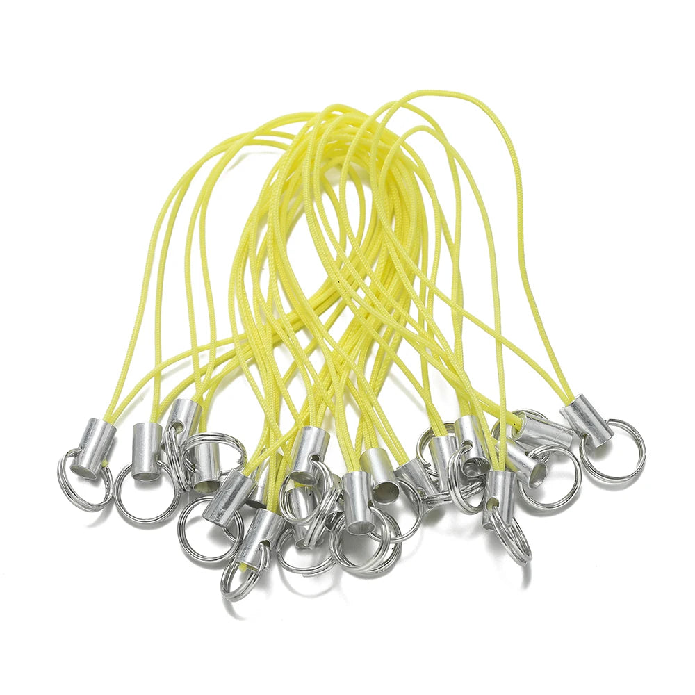 20/50pcs Polyester Lanyard Cord - Double Jump Ring Rope for Keychains, Phone Straps, DIY Crafts & Jewelry Making