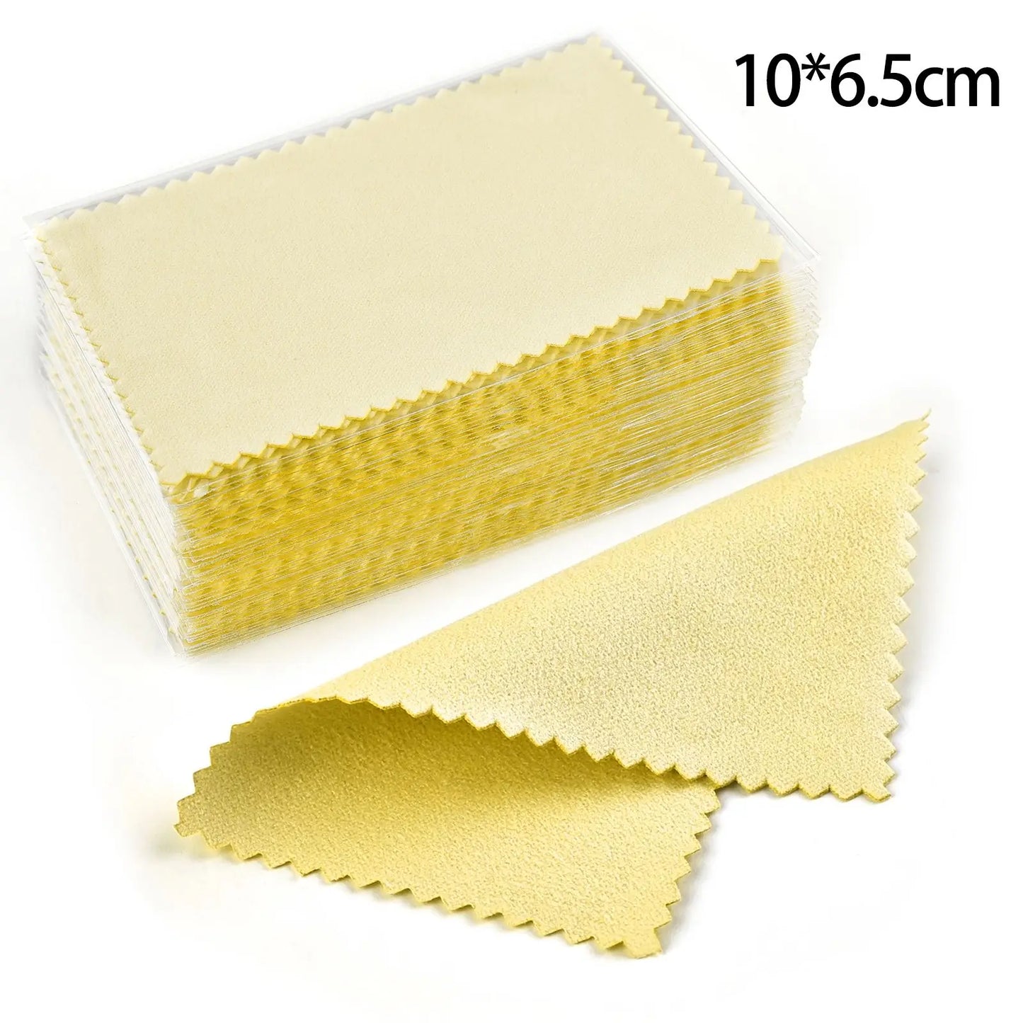 50pcs Silver Polishing Cloths – Soft Cleaning Wipes for Necklaces, Rings & Jewelry Care (10x6.5cm & 8x8cm)