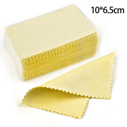 50pcs Silver Polishing Cloths – Soft Cleaning Wipes for Necklaces, Rings & Jewelry Care (10x6.5cm & 8x8cm)