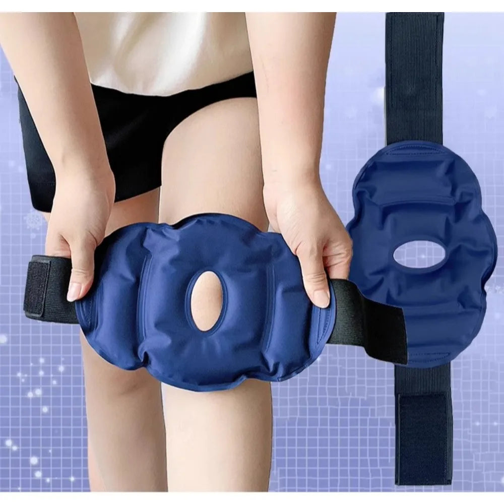 Reusable Knee Ice Pack Wrap - Adjustable Cold Therapy Gel Pad for Sports Recovery & Knee Comfort