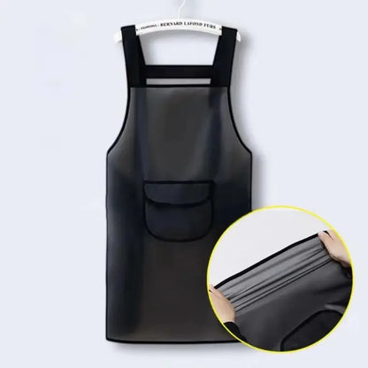 Waterproof PVC Kitchen Apron - Oil-Resistant, Dirt-Proof Cleaning and Household Work Apron in Black or Transparent Style