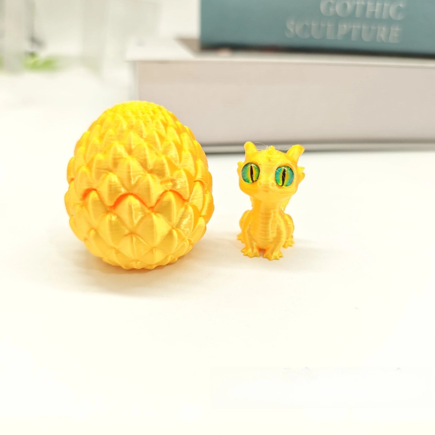 3D Printed Dragon Egg Figures – Mini Dragon Fidget Toy with Simulation Eyes, Desktop Decor & Kids Gift