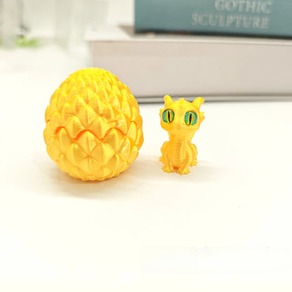 3D Printed Dragon Egg Figures – Mini Dragon Fidget Toy with Simulation Eyes, Desktop Decor & Kids Gift