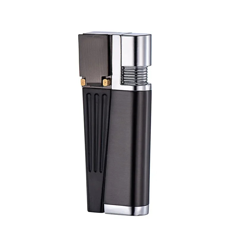 Hot Oblique Free Fire Torch Lighter – Metal Keychain Cigar & Cigarette Lighter with Grinding Wheel, Creative Gadget for Men