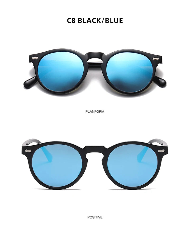 Retro Round Polarized Sunglasses – Vintage Fashion Shades for Men & Women, Driving Eyeglasses