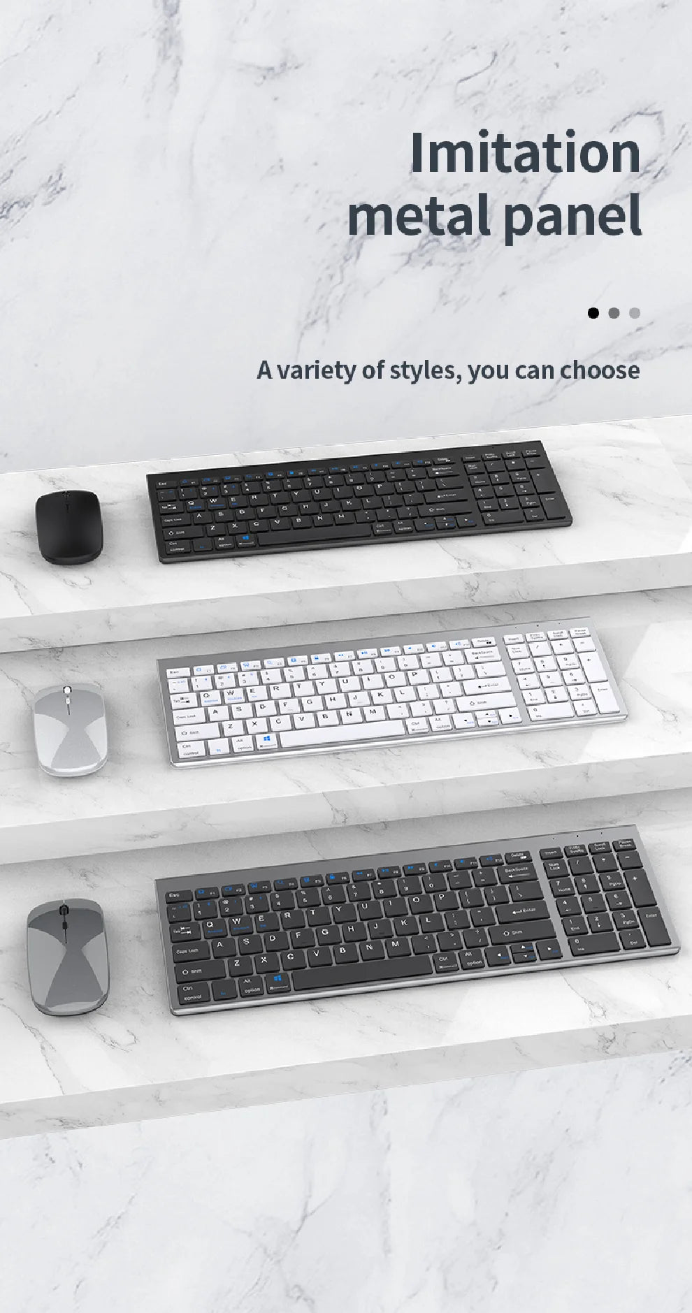 Gray Bluetooth 5.0 & 2.4G Wireless Keyboard Mouse Combo – Rechargeable Full Size Keyboard for Notebook & Laptop