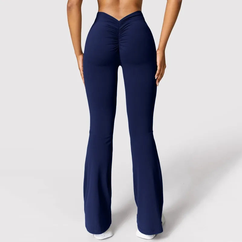 Women's V-Back High Waist Leggings - Push Up Gym & Casual Stretch Fitness Pants