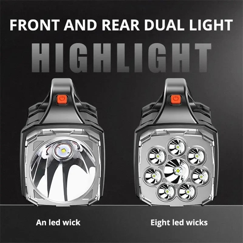 Portable USB Rechargeable Flashlight: Solar LED Light with COB Work Light - Powerful 4-Gear Charge Mobile Phone Camping Lamp