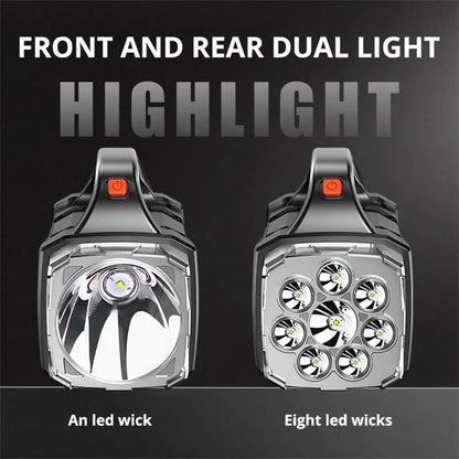 Portable USB Rechargeable Flashlight: Solar LED Light with COB Work Light - Powerful 4-Gear Charge Mobile Phone Camping Lamp