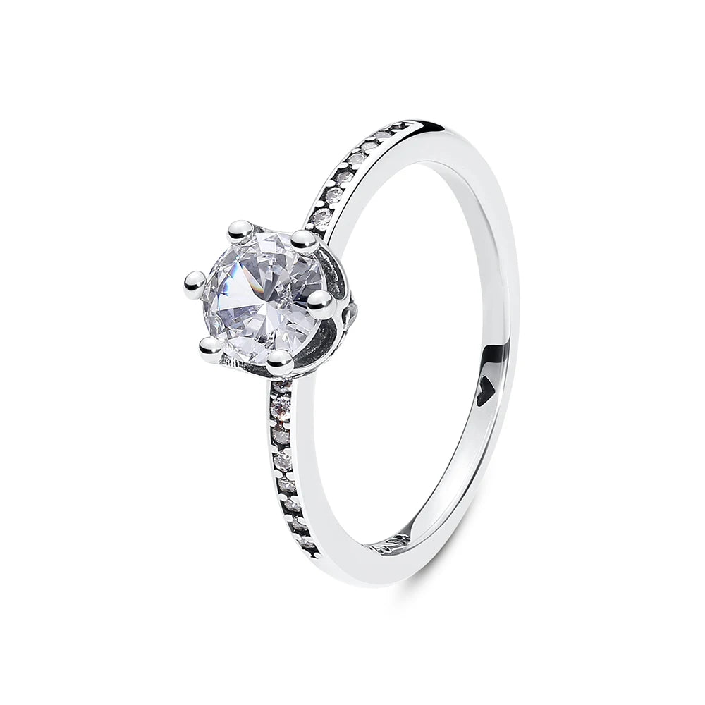925 Sterling Silver Women’s Ring – Crown, Heart & Wishbone Design with Crystal, Rose Gold Engagement & Wedding Jewelry