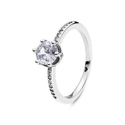 925 Sterling Silver Women’s Ring – Crown, Heart & Wishbone Design with Crystal, Rose Gold Engagement & Wedding Jewelry