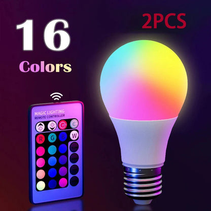 16 Color RGB LED Bulb - E27 Dimmable Smart Atmosphere Lamp with Remote Control