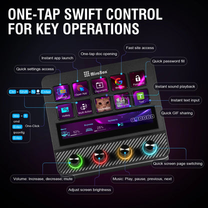 MiraBox N4 Pro Stream Deck Controller - 10 Programmable LCD Keys with 500+ Plugins for Streaming & Editing