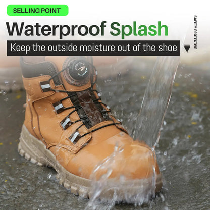 Men’s Waterproof Steel Toe Safety Boots – Indestructible Work Shoes, Anti-Smash & Stab-Resistant Biker Boots