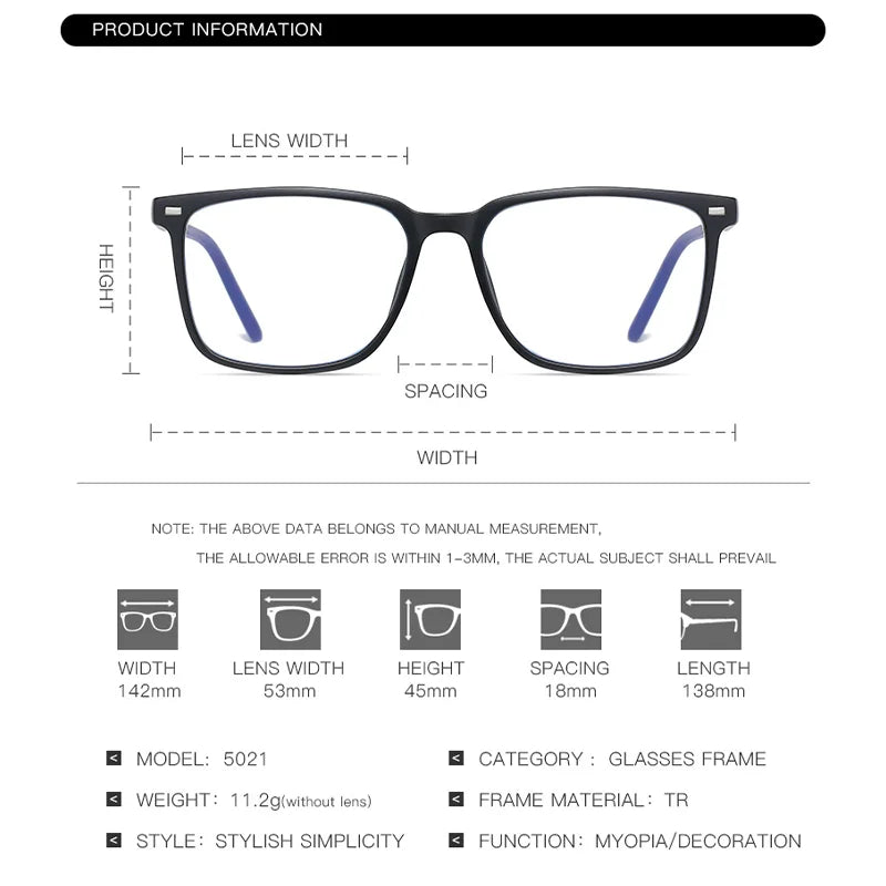 2024 Trending TR90 Blue Light Blocking Glasses – Matte Black Gaming Eyewear for Men & Women, Transparent Fashion Frame