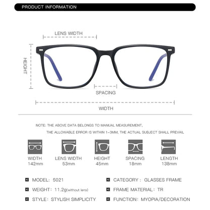 2024 Trending TR90 Blue Light Blocking Glasses – Matte Black Gaming Eyewear for Men & Women, Transparent Fashion Frame