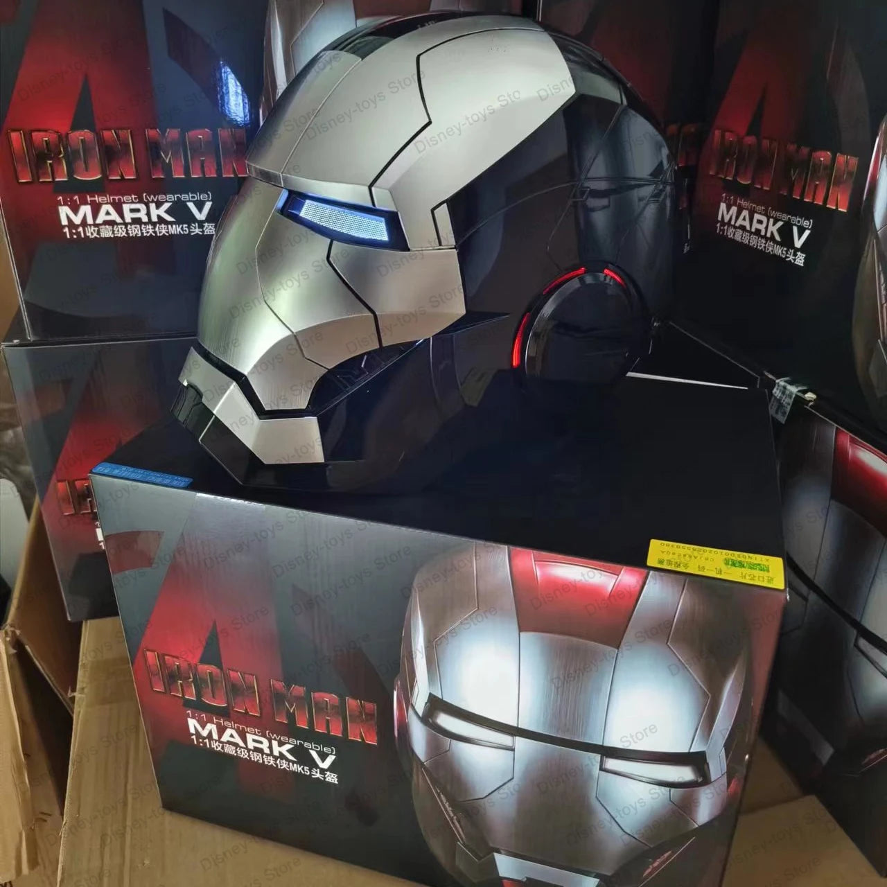 1:1 Iron Man Helmet Mk5 to Mk50 – Avengers War Machine Cosplay with Electric Open/Close, English Voice & Remote Control, Christmas Gift Toy