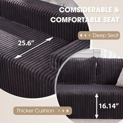 Modular L-Shaped 3-Seat Sectional Sofa — Memory Foam, Deep Seating & Storage