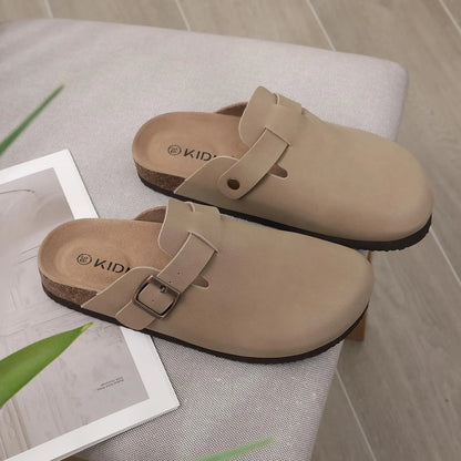 Comwarm Women’s Suede Mules & Men’s Cork Insole Clogs – Arch Support Sandals for Outdoor, Beach, and Home Slides