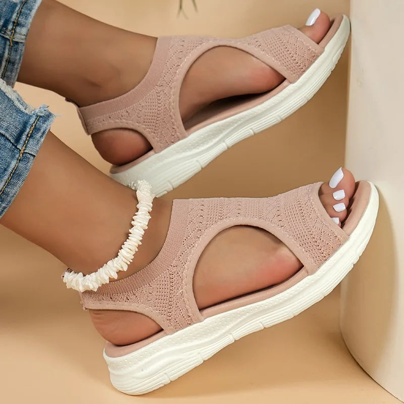 2025 Summer Women’s Casual Sports Sandals – Comfortable Mesh Wedge Beach & Roman Sandals