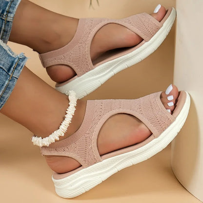 2025 Summer Women’s Casual Sports Sandals – Comfortable Mesh Wedge Beach & Roman Sandals