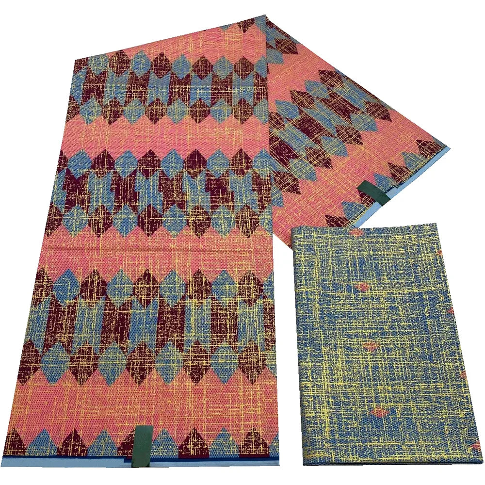 Kente Golden Wax Cotton Fabric - African Dutch Nigerian Ankara Batik Party Dress Fabric 2+4 Yards