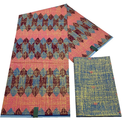 Kente Golden Wax Cotton Fabric - African Dutch Nigerian Ankara Batik Party Dress Fabric 2+4 Yards
