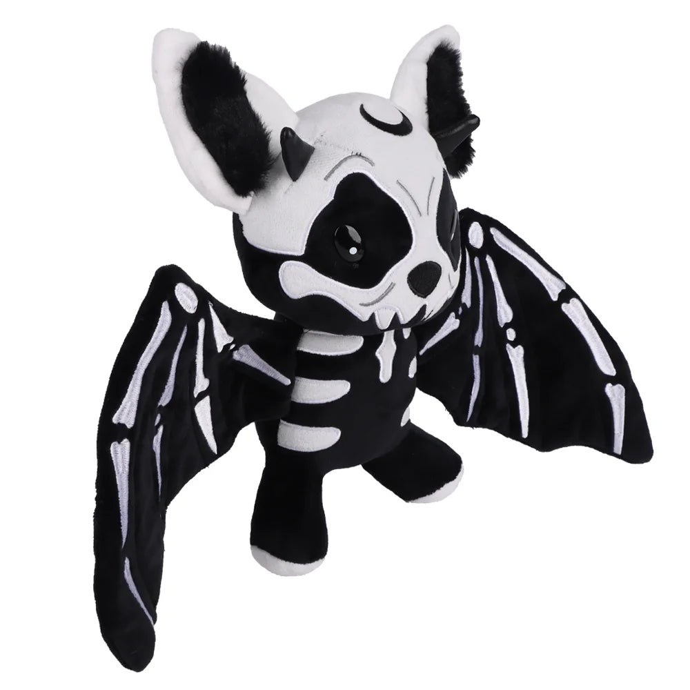 28cm Halloween Two-Tone Skeleton Bat Plush Toy – Cute Stuffed Animal Doll for Home Decor & Holiday Gift