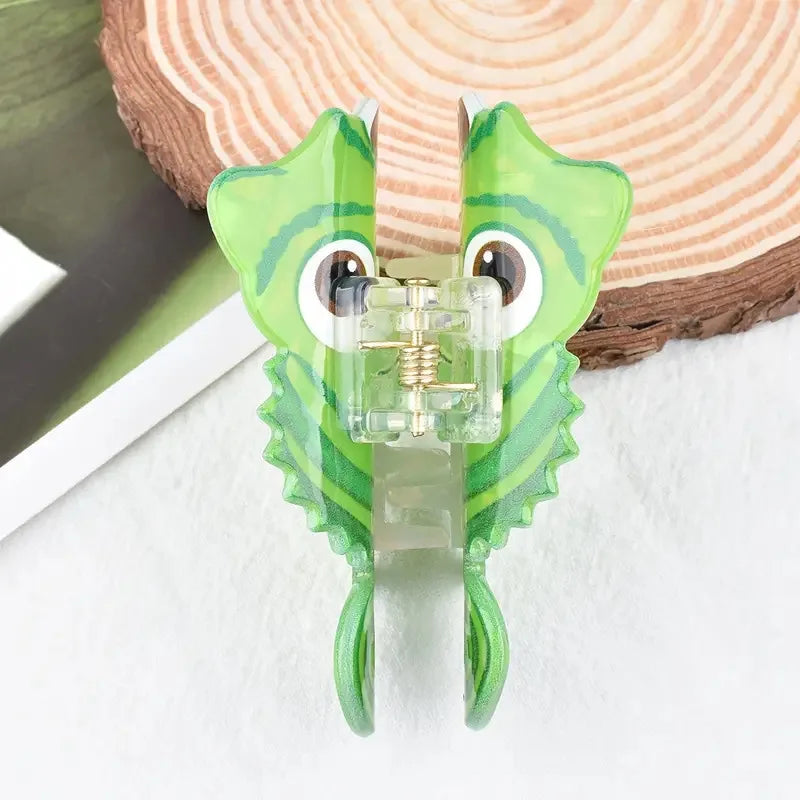 Cute Green Lizard Hair Clip - Non-Slip Cartoon Animal Ponytail Barrette for Daily Wear