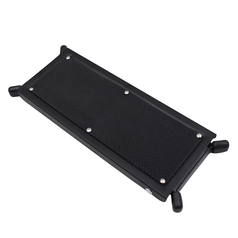 Guitar Foot Stool – 4 Position Height Adjustable, Foldable Pedal Rest for Guitar, Black Footstool for Guitar Pedal Accessories