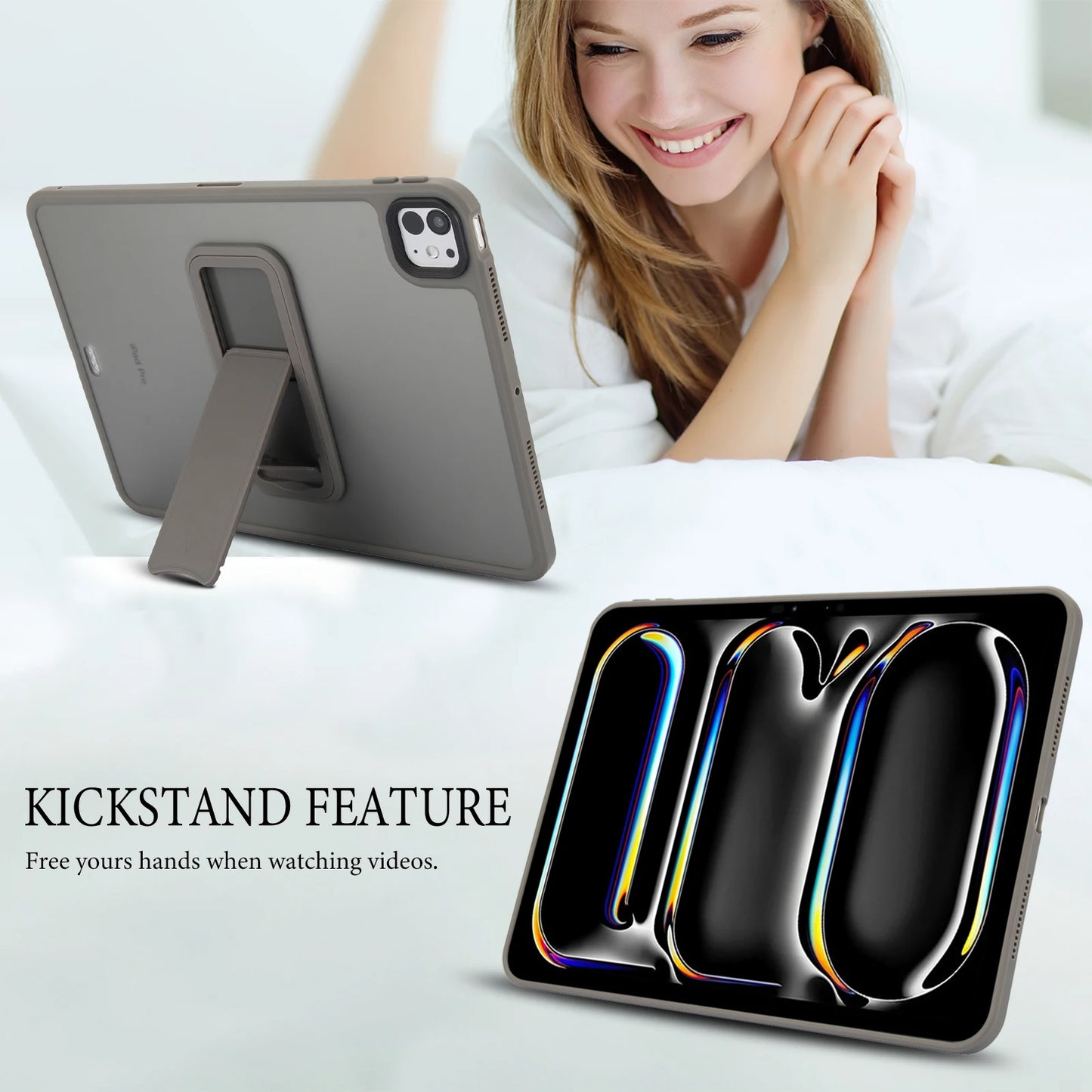 Matte Kickstand Case for iPad Pro, Air & Mini – Translucent Cover for 10.2", 10.9", 11" (4th–10th Gen, 2024)