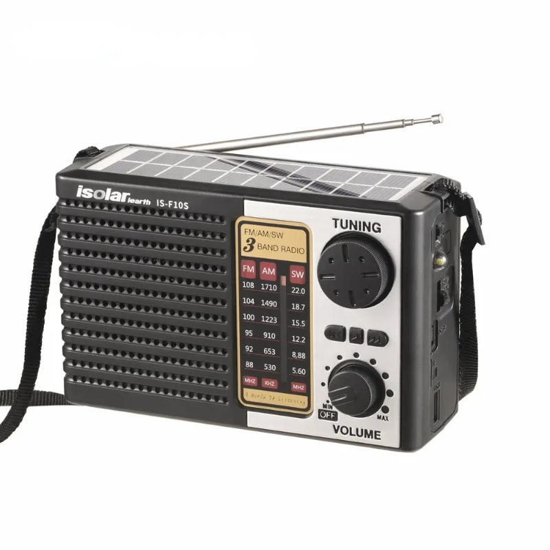 Mini Portable Solar Emergency Radio – AM/FM/SW Wireless Bluetooth 5.0 Speaker with LED Flashlight, MP3 Player & Multi-Function Outdoor Receiver