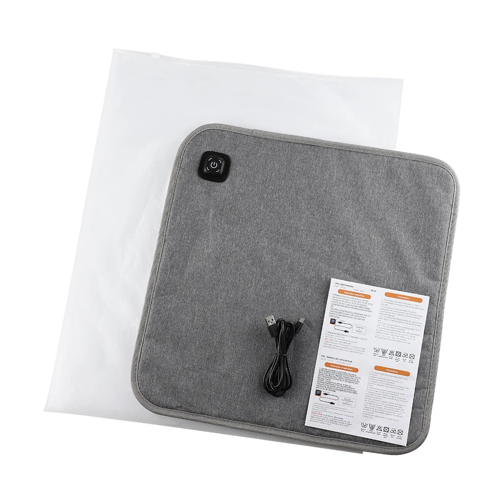 Electric Heated Seat Cushion 43x43cm / 43x90cm – 3-Temperature Adjustable Heating Mat for Office, Camping & Chair Backrest